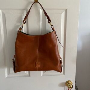 Dooney & Bourke Tan Leather Shoulder Bag with Structured Design